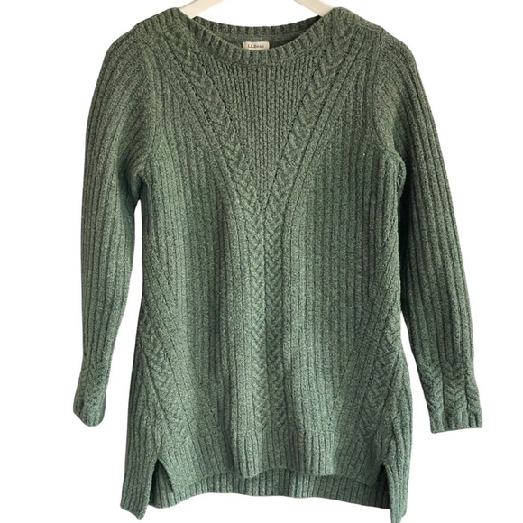 L.L. Bean Cable Sweater Crewneck Green Size XS - Picture 1 of 7